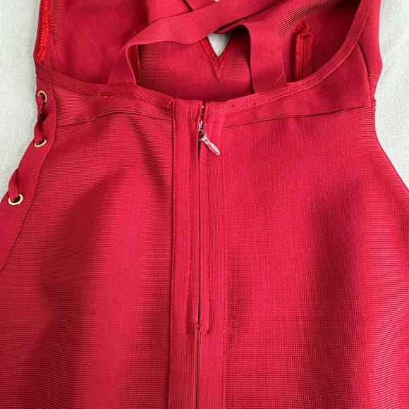 House of CB halter maxi‎ bodycon dress side lace up - Picture 6 of 12